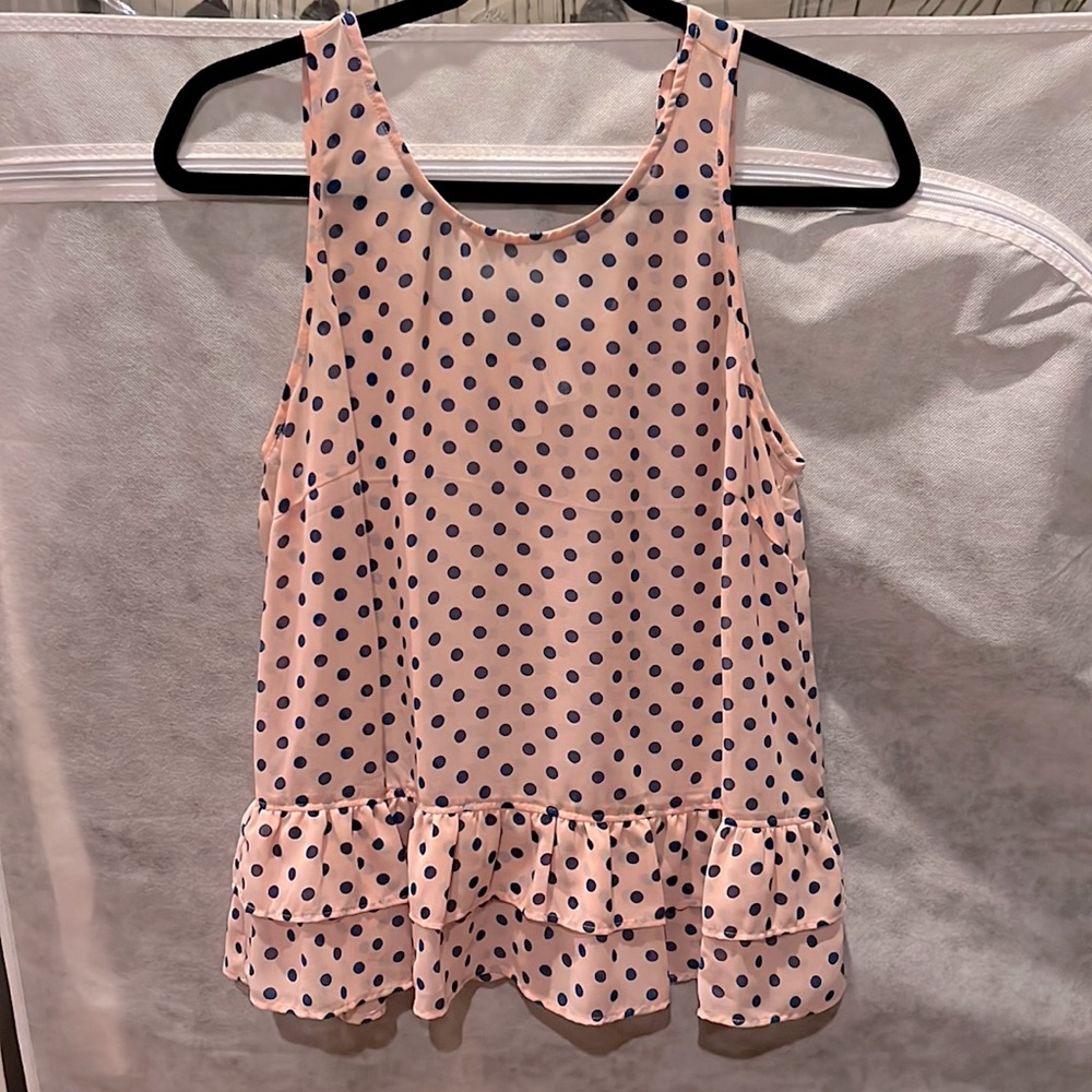 Cute pink and navy polka dot tank top
